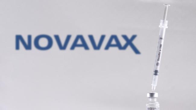 Novavax vaccine and logo (file image)