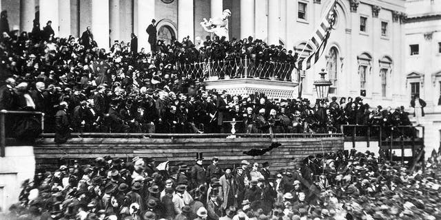 The crowd at President Abraham Lincoln's second inauguration, March 4, 1865. (Photosearch/Getty Images)