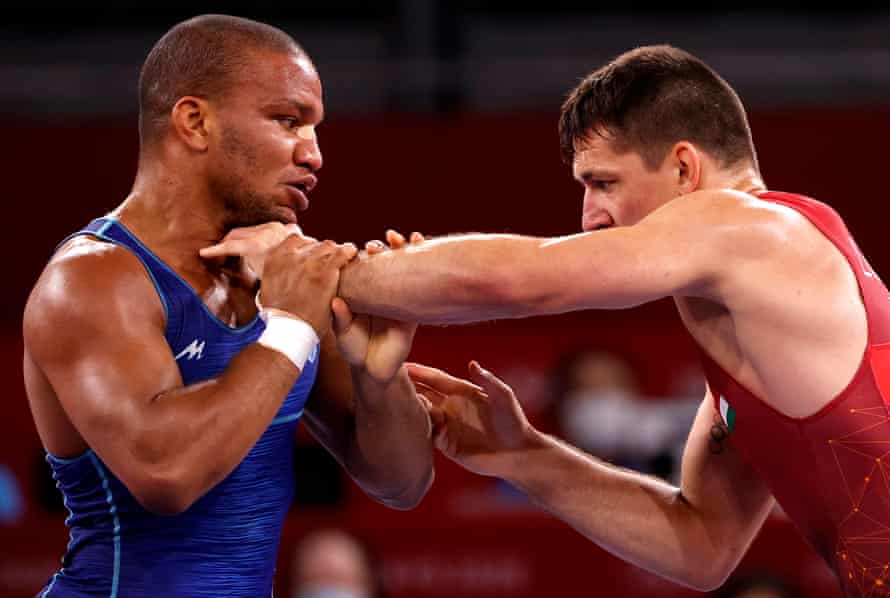 Zhan Beleniuk takes on Viktor Lorincz of Hungary in the gold medal bout in Tokyo