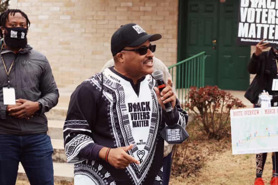 Cliff Albright at Wright Chapel AME Zion, speaking before Wednesday's march.