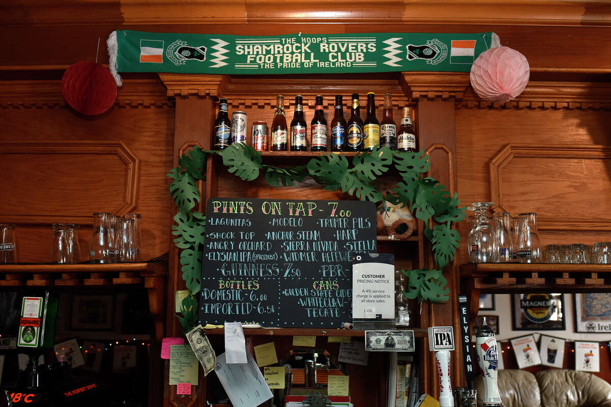 The mantle above the bar at the Dovre Club in San Francisco. 