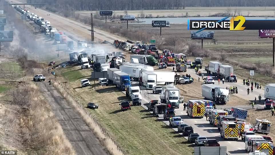 Multiple people are dead following a car pile-up on I-57 in Charleston, Missouri involving up to fifty vehicles