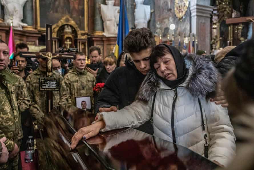 Funeral in Lviv of four Ukrainian men, killed in a Russian military attack in Yavoriv, ​​on 15 March, near the Polish border, where, in total, 35 people were killed.  The four men were of different ages.  The youngest was born in 1991, the oldest in 1966.