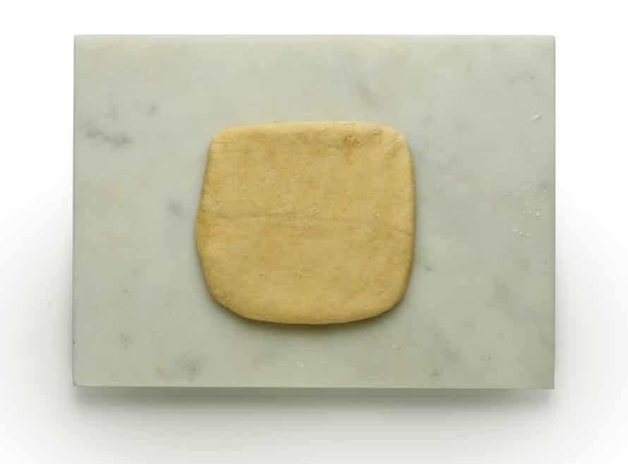 Felicity Cloake's gnocchi masterclass, step 7: Put the dough back in the center of the work surface and flatten it into a roughly 1½cm-thick square.