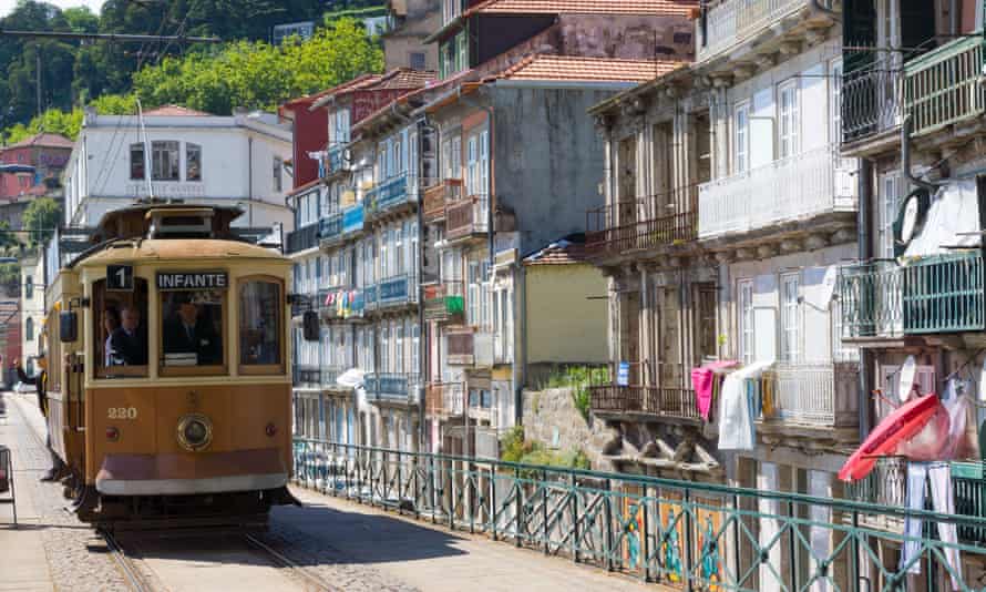 Old tram in the old city, Porto