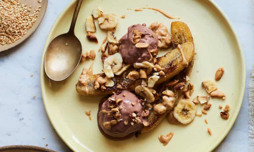 Claire Thomson's banana splits with chocolate ice-cream.