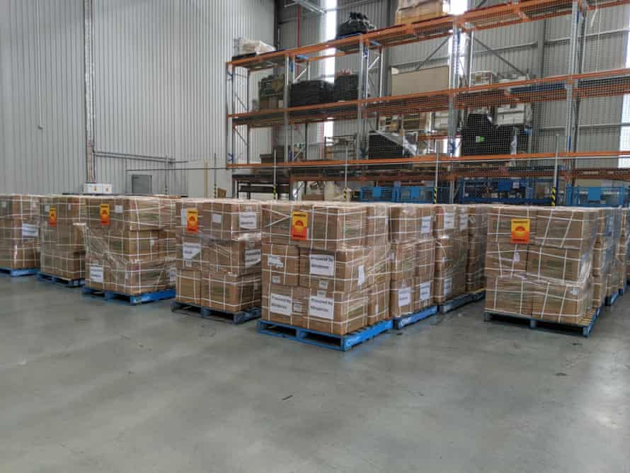 Part of a shipment of medical supplies procured by the Minderoo Foundation from China during the early weeks of the Covid pandemic in 2020.