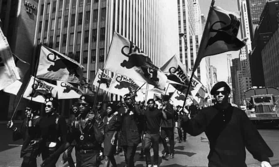A Black Panthers protest at the trial of Newton in Oakland.
