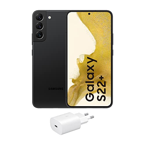 Samsung Galaxy S22+ 5G + Cargador – Teléfono Móvil libre, 128 GB, Smartphone Android, Color Phantom Negro (Versión Española)