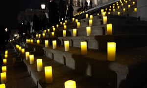 Lanterns on the steps of the U.S. Capitol Building during a prayer vigil to commemorate the one-year anniversary of the January 6th attack on the U.S. Capitol on January 6, 2021 in Washington. One year ago, supporters of President Donald Trump, believing the election had been stolen, attacked the U.S. Capitol Building in an attempt to stop a congressional vote to confirm the electoral college win for Joe Biden.