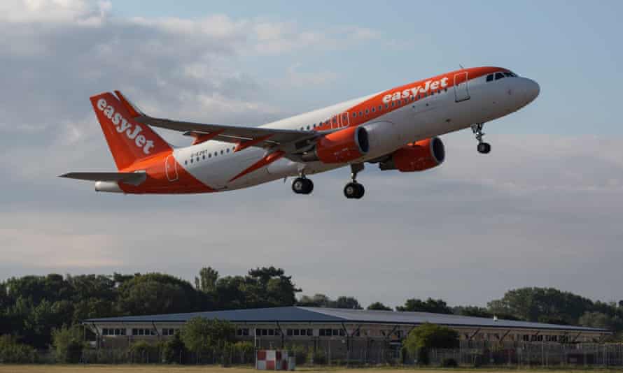 An easyJet flight taking off from London Gatwick bound for Glasgow.