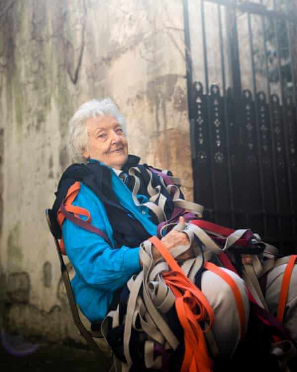 Sheila Hicks, in the courtyard outside her studio in the 6th arrondissement in Paris.