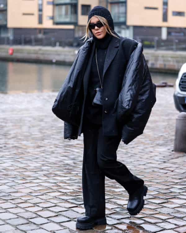 Spanish influencer Gigi Vives wearing a black Yeezy x Gap jacket in Copenhagen earlier this year.