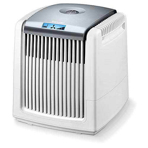Beurer LW 230 - Humidificador y purificador de aire en un solo dispositivo, para habitaciones de hasta 40 m², elimina el polvo, el polen, los pelos de animales y los olores del aire, color blanco