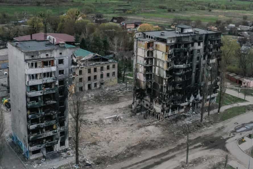 A residential building in Borodyanka allegedly destroyed by a Russian FAB-250, a very inaccurate Soviet-designed 250-kilogram air-dropped bomb.