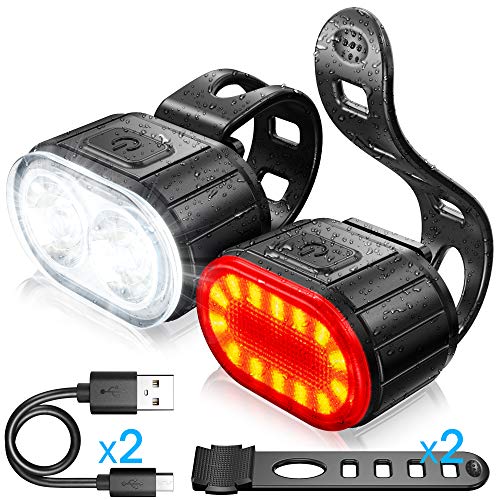 Bike Lights Kit, LED Bike Light Front and Rear Light, USB Rechargeable Bike Light, Available for Men and Women Kids, Waterproof Mountain Bike Light Combination