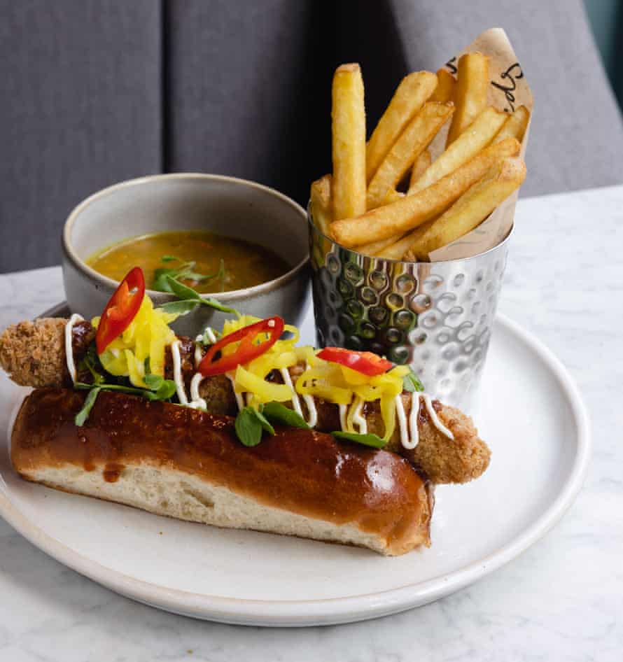 Mildreds' katsu hot dog features 'anonymous' curry sauce, but is 'saved by a pile of pickled daikon'.