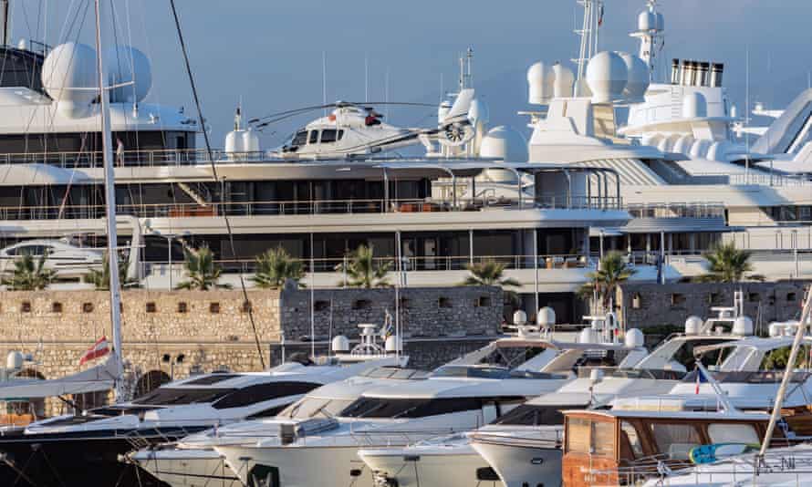 Yachts docked in the harbor of Antibes in the south of France