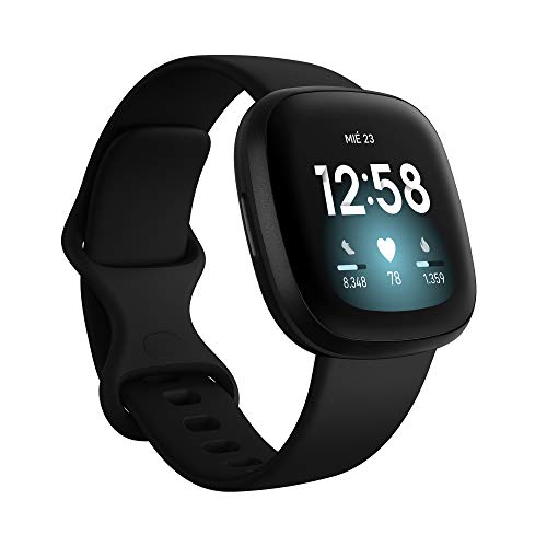 Fitbit Versa 3 - Smartwatch de salud y forma física con GPS integrado, análisis continuo de la frecuencia cardiaca, Alexa integrada y batería de +6 días, Negro