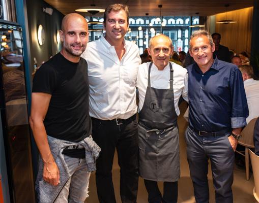 Guardiola, Soriano, el chef Paco Pérez y Txiki, en Tast