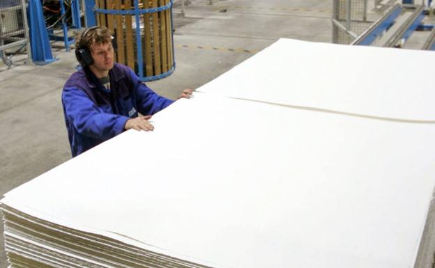 Stock image of a paper manufacturing plant. 