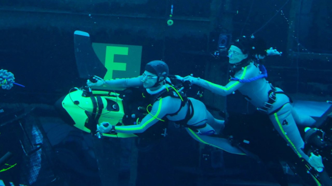 From the set of the Avatar sequels: Sigourney Weaver in an underwater stunt.  Picture: Avatar Twitter