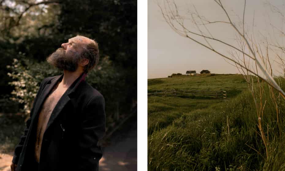 Left: Safety Pin (2021).  Right: rural scene, from the series Land Loss