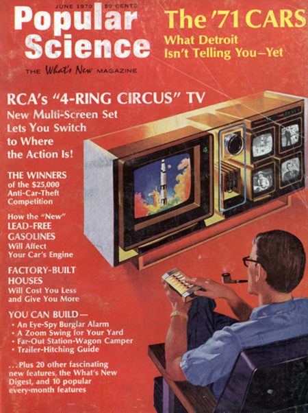 Retrofuturistic Popular Science Four Screen Tv