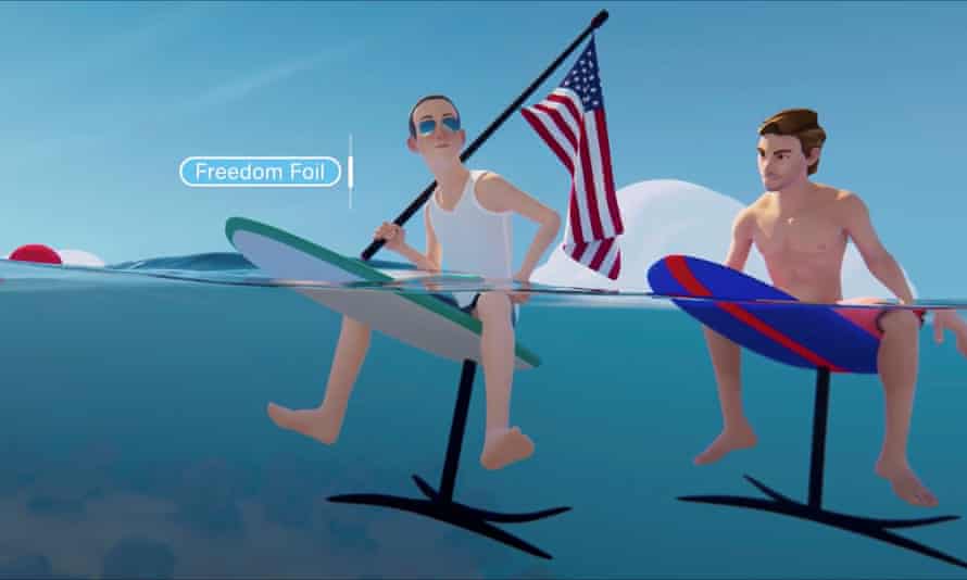 Mark Zuckerberg's avatar (left) hangs out in the metaverse during the conference in which Facebook was rebranded as Meta in October last year.
