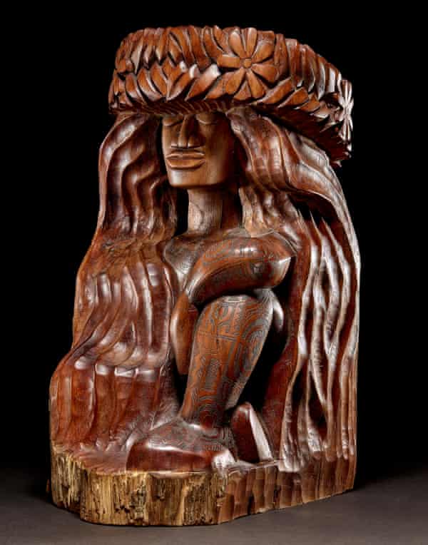 Carved and buffed… a flower goddess by Māori sculptor Tom Pico.