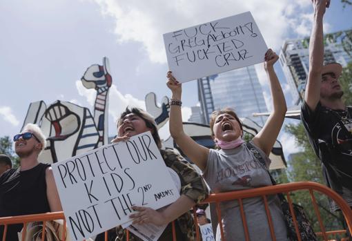 Protests outside the National Rifle Convention held in Houston