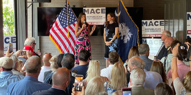 Former ambassador to the United Nations and South Carolina Gov.  Nikki Haley headlines a campaign event for Republican Rep. Nancy Mace in Summerville, South Carolina on June 12, 2022 