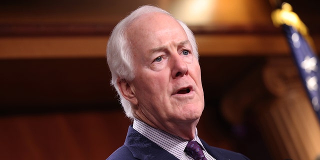 Sen.  John Cornyn (R-Texas) speaks on a proposed Democratic tax plan, at the US Capitol on August 04, 2021 in Washington, DC. 