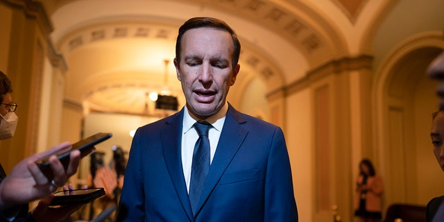 Sen. Chris Murphy, D-Conn., who has led the Democrats in bipartisan Senate talks to rein in gun violence, talks to reporters, at the Capitol in Washington, Wednesday, June 22, 2022. 