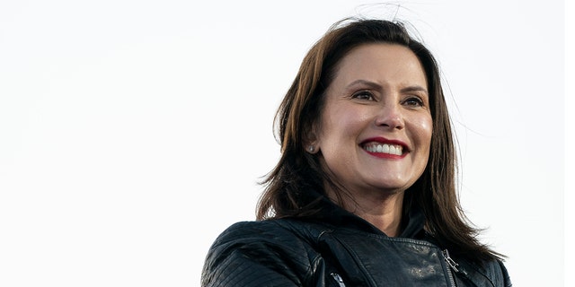 Gov.  Gretchen Whitmer speaks during a drive-in campaign rally with Democratic presidential nominee Joe Biden and former President Barack Obama at Belle Isle on October 31, 2020 in Detroit, Michigan. 